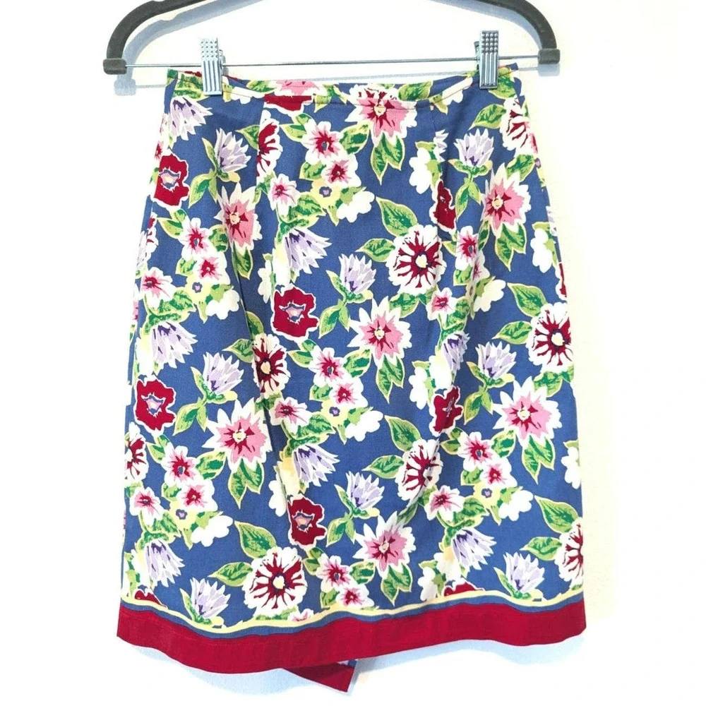 Vintage Talbots Floral Summer Wrap Skirt A Line - Picture 2 of 8